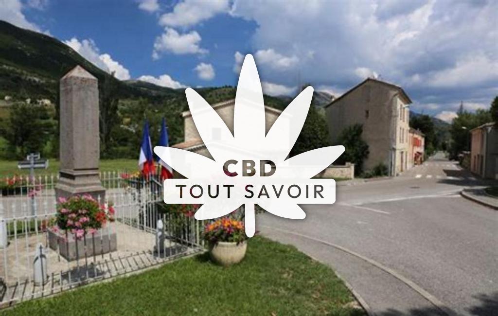 Village à Les-Omergues avec feuille Cannabis CBD