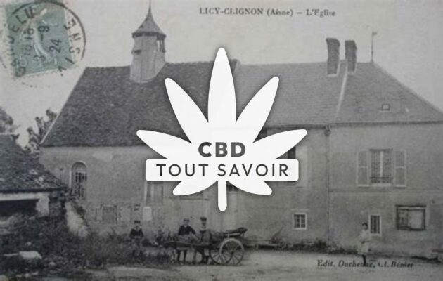 Village à Licy-Clignon avec feuille Cannabis CBD