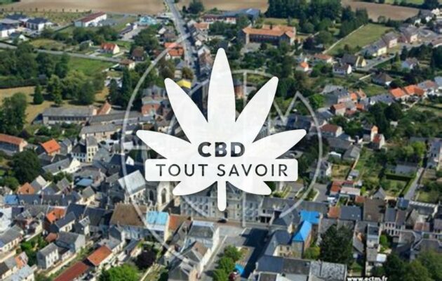 Village à Liesse-Notre-Dame avec feuille Cannabis CBD