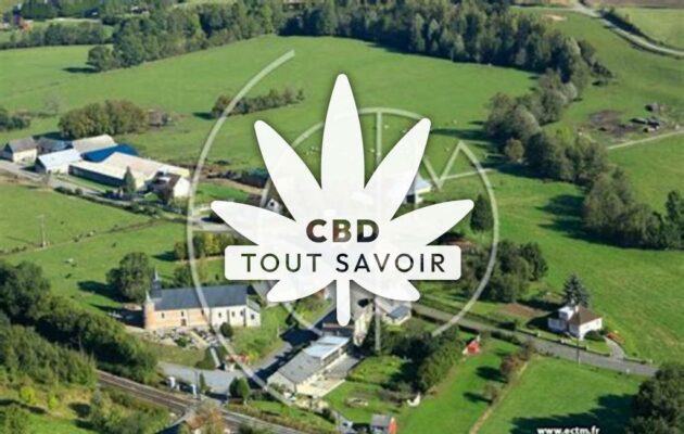 Village à Logny-les-Aubenton avec feuille Cannabis CBD