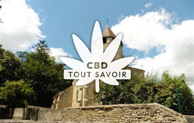 Village à Louchy-Montfand avec feuille Cannabis CBD