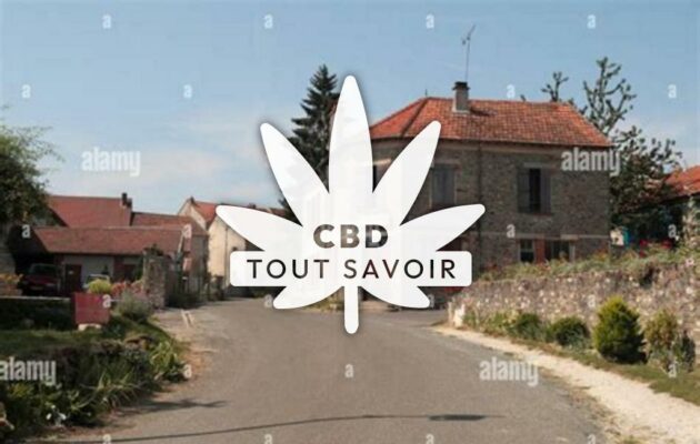 Village à Lucy-le-Bocage avec feuille Cannabis CBD