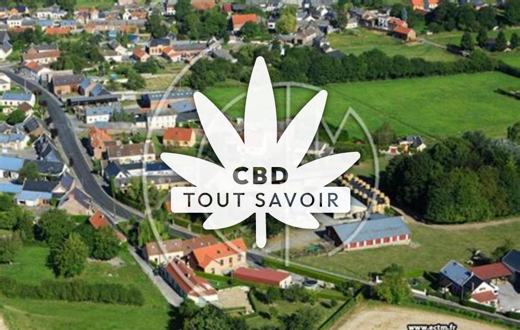 Village à Macquigny avec feuille Cannabis CBD