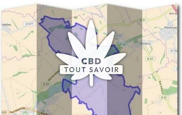 Village à Maissemy avec feuille Cannabis CBD