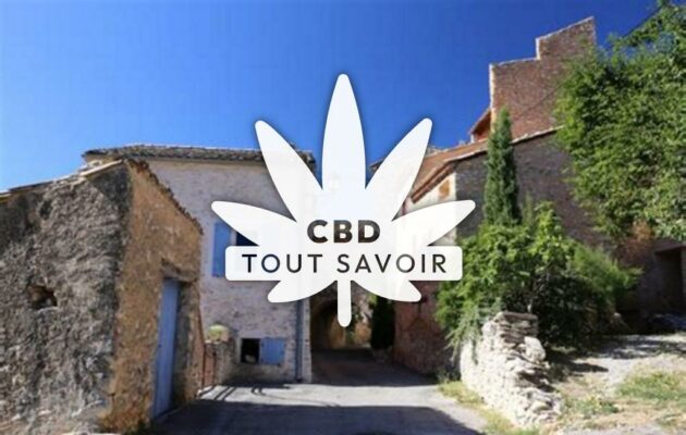 Village à Mallefougasse-Auges avec feuille Cannabis CBD