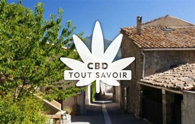 Village à Marcoux avec feuille Cannabis CBD