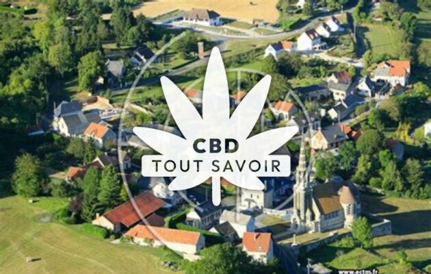 Village à Martigny-Courpierre avec feuille Cannabis CBD