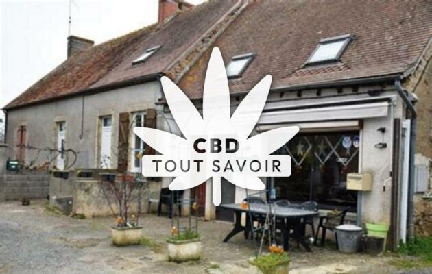 Village à Mesples avec feuille Cannabis CBD