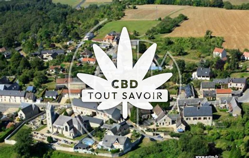 Village à Monampteuil avec feuille Cannabis CBD