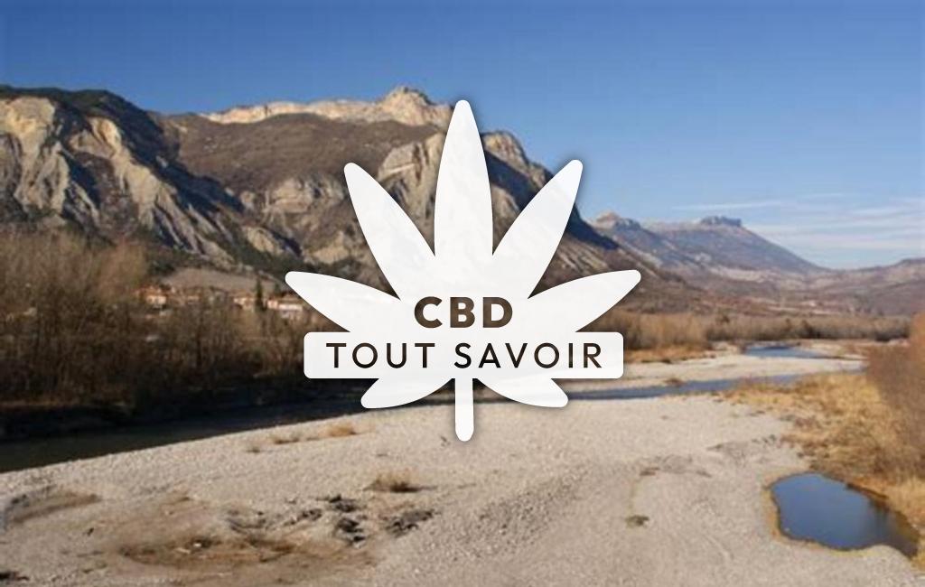 Village à Monetier-Allemont avec feuille Cannabis CBD