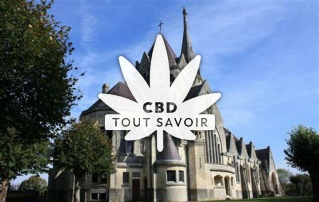 Village à Mont-Notre-Dame avec feuille Cannabis CBD