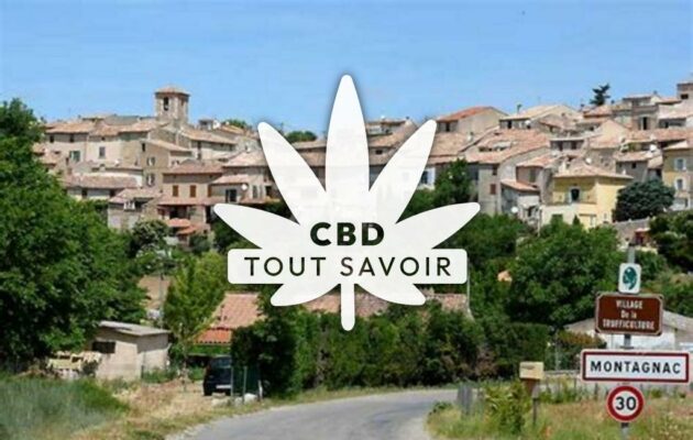 Village à Montagnac-Montpezat avec feuille Cannabis CBD