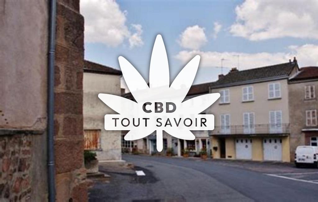 Village à Montaiguet-en-Forez avec feuille Cannabis CBD