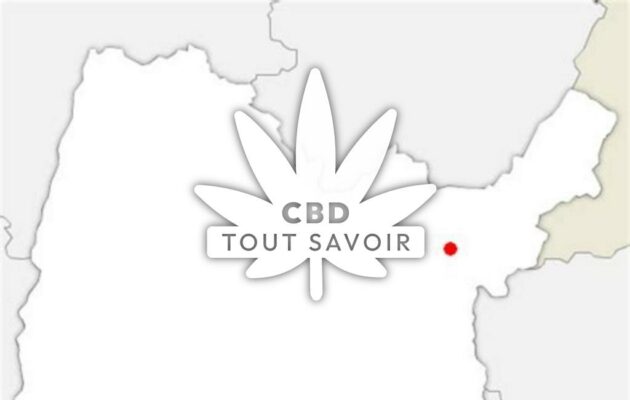 Village à Montanges avec feuille Cannabis CBD