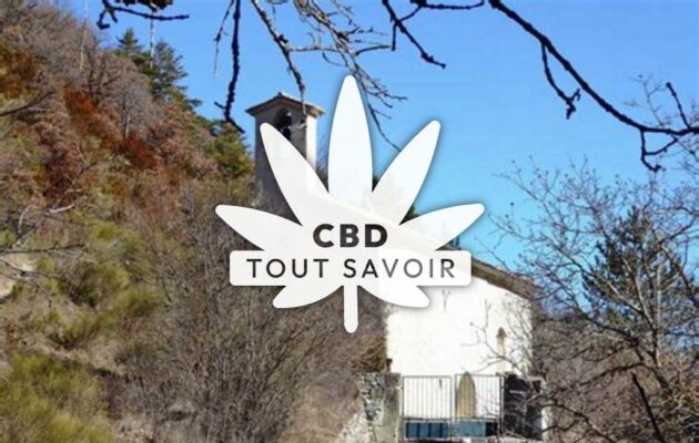 Village à Montclus avec feuille Cannabis CBD