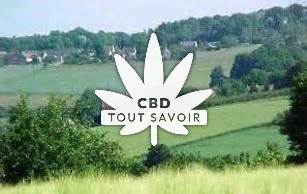 Village à Montfaucon avec feuille Cannabis CBD