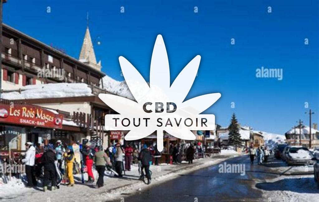 Village à Montgenevre avec feuille Cannabis CBD