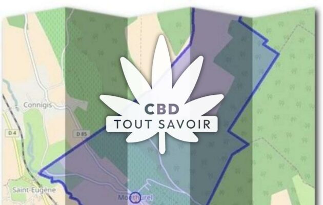 Village à Monthurel avec feuille Cannabis CBD