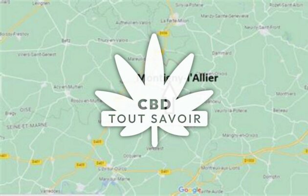 Village à Montigny-l'Allier avec feuille Cannabis CBD