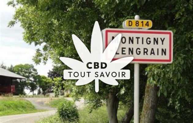 Village à Montigny-Lengrain avec feuille Cannabis CBD