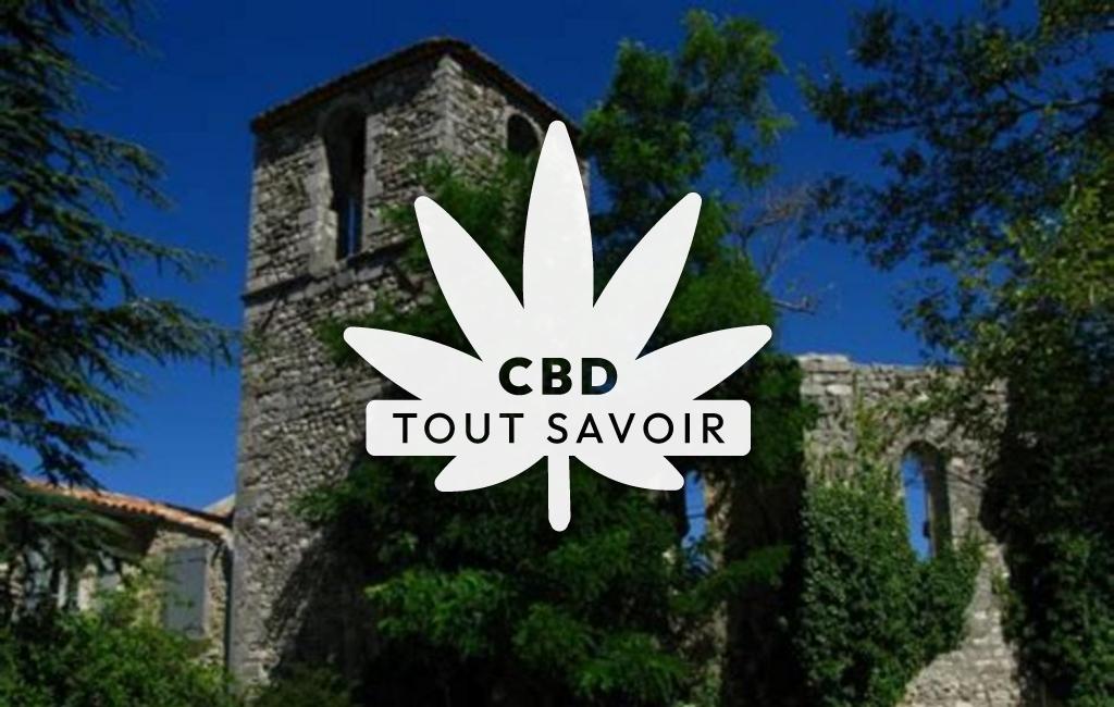 Village à Montjustin avec feuille Cannabis CBD