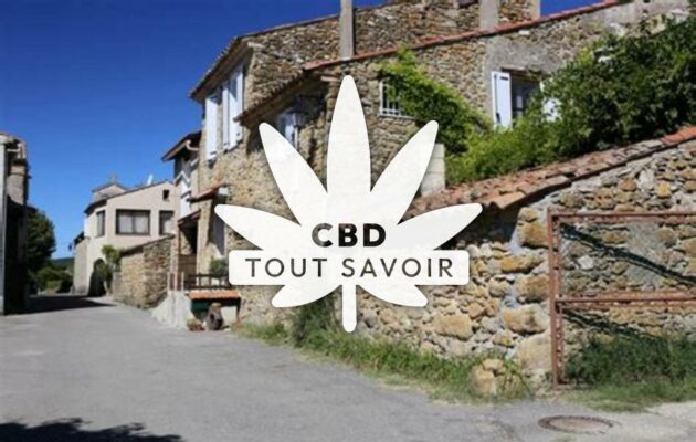 Village à Montlaux avec feuille Cannabis CBD