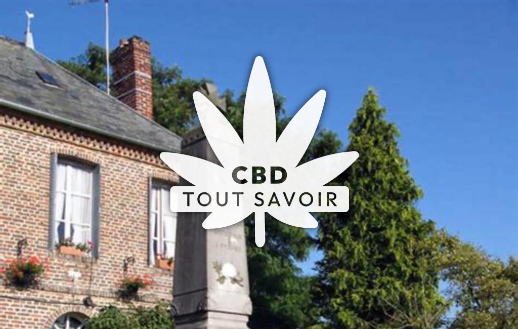 Village à Montloue avec feuille Cannabis CBD