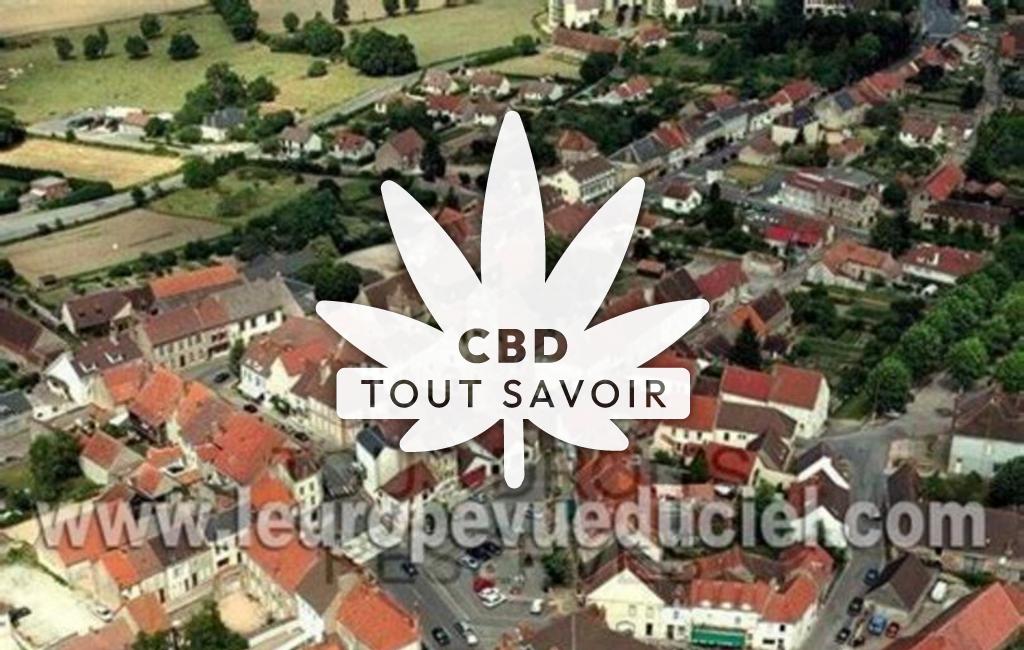 Village à Montmarault avec feuille Cannabis CBD