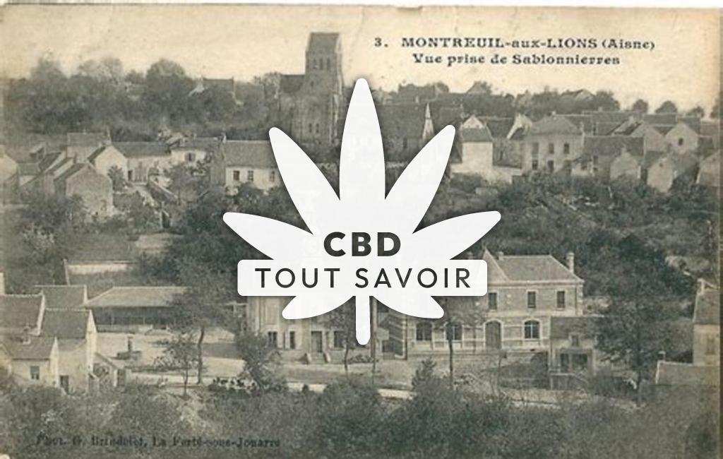 Village à Montreuil-aux-Lions avec feuille Cannabis CBD