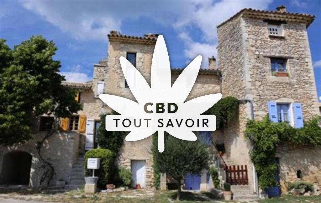 Village à Montsalier avec feuille Cannabis CBD