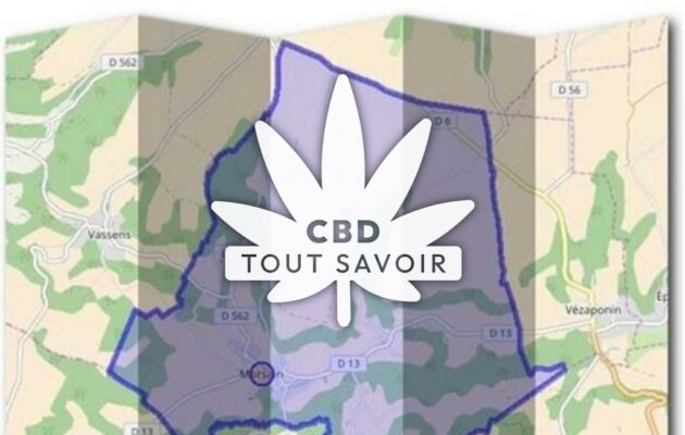 Village à Morsain avec feuille Cannabis CBD