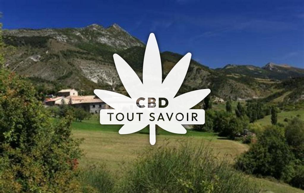 Village à Moydans avec feuille Cannabis CBD