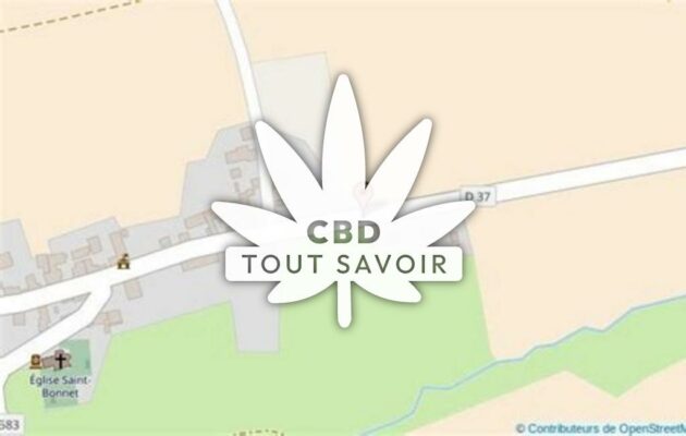 Village à Naves avec feuille Cannabis CBD