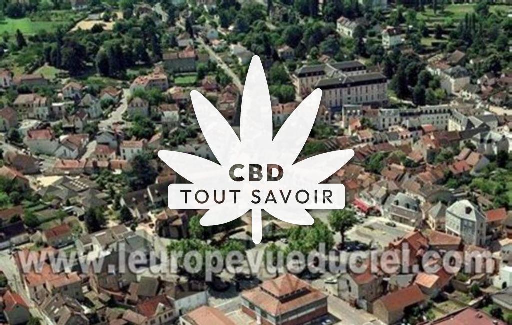 Village à Neris-les-Bains avec feuille Cannabis CBD