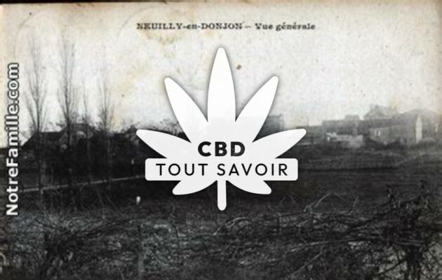 Village à Neuilly-en-Donjon avec feuille Cannabis CBD