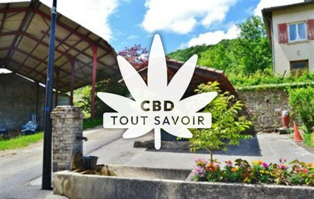 Village à Nivollet-Montgriffon avec feuille Cannabis CBD