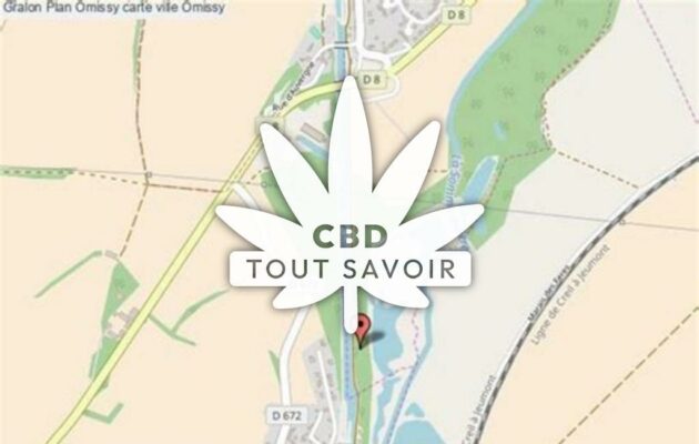 Village à Omissy avec feuille Cannabis CBD