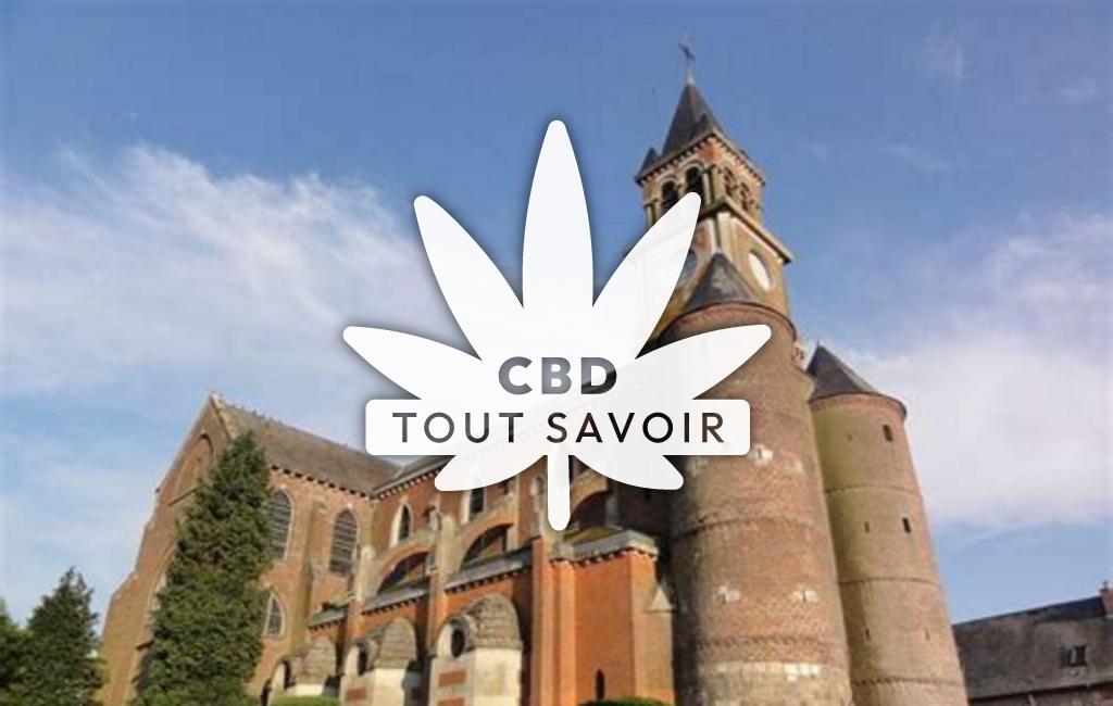 Village à Origny-en-Thierache avec feuille Cannabis CBD