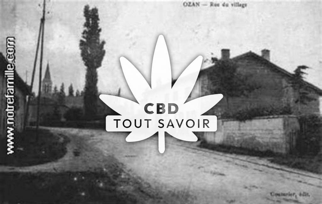 Village à Ozan avec feuille Cannabis CBD