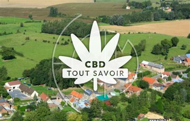 Village à Petit-Verly avec feuille Cannabis CBD