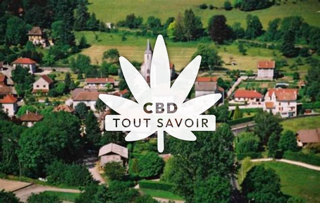 Village à Peyrieu avec feuille Cannabis CBD