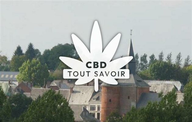 Village à Plomion avec feuille Cannabis CBD