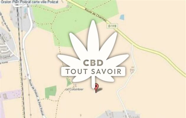 Village à Poezat avec feuille Cannabis CBD