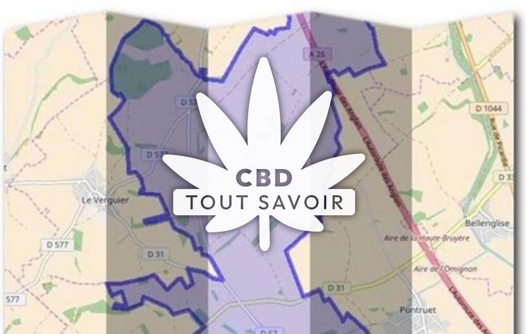 Village à Pontru avec feuille Cannabis CBD