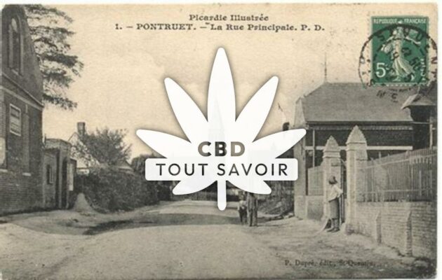 Village à Pontruet avec feuille Cannabis CBD