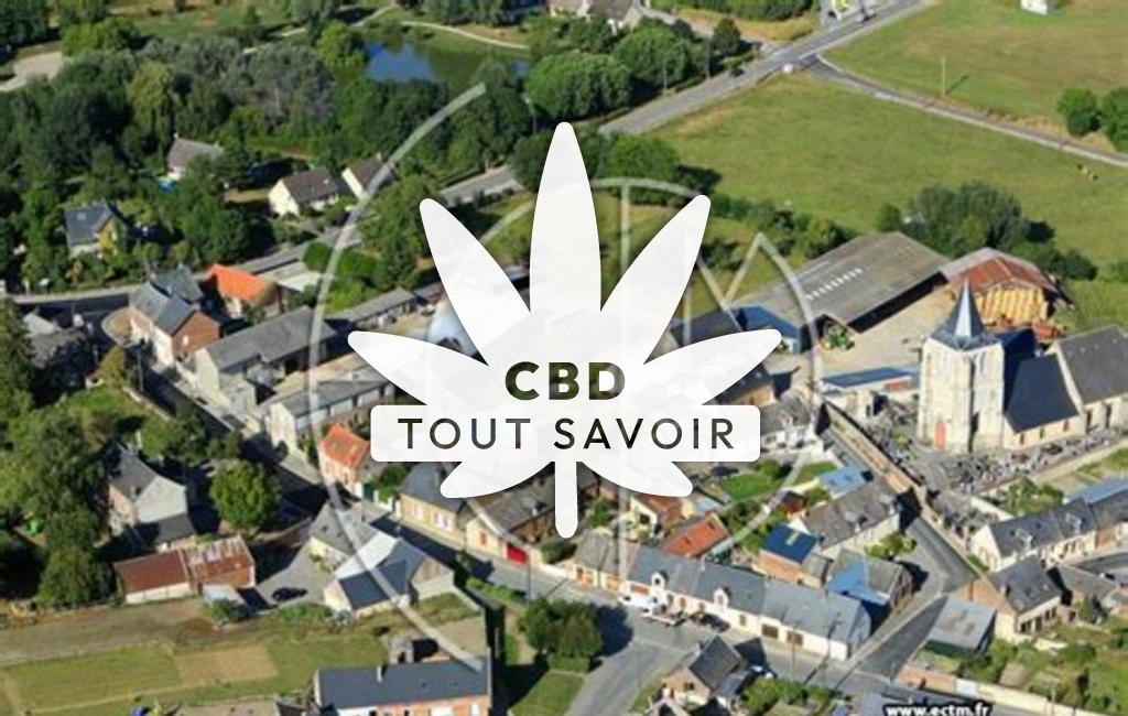 Village à Pouilly-sur-Serre avec feuille Cannabis CBD