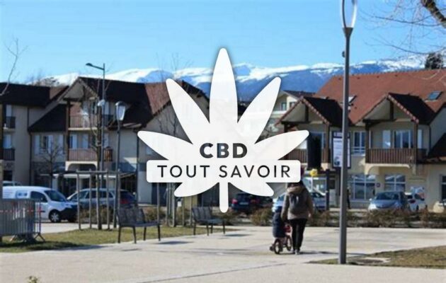 Village à Prevessin-Moens avec feuille Cannabis CBD