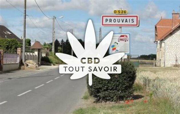 Village à Prouvais avec feuille Cannabis CBD