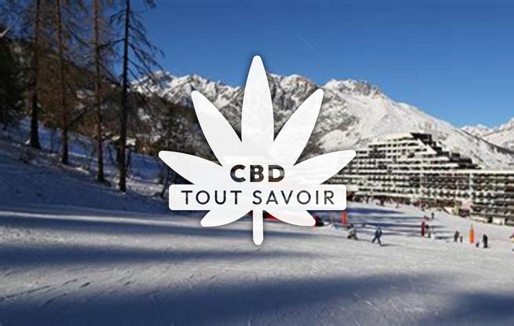 Village à Puy-Saint-Vincent avec feuille Cannabis CBD