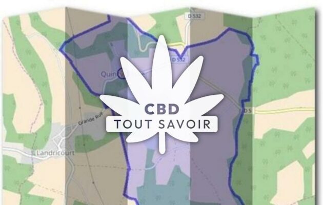 Village à Quincy-Basse avec feuille Cannabis CBD